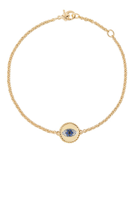 Evil Eye Cable Collectibles Bracelet, 18K Gold with Sapphire & Diamond